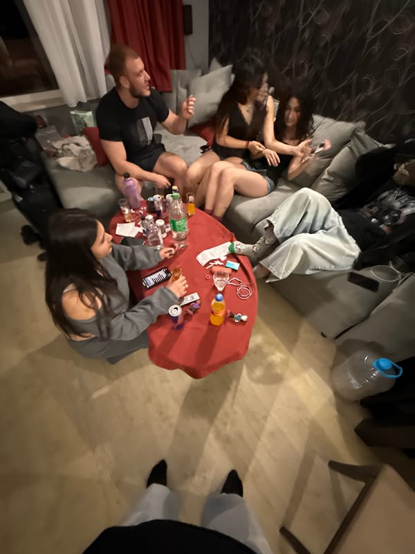 Young adults house party in Blagoevgrad, Bulgaria Friday night