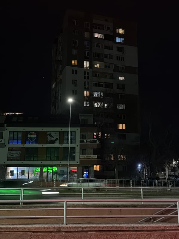 Nighttime cityscape captured in Varna, Bulgaria