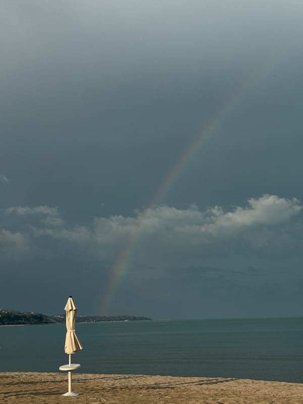 Rainbow appears over Varna's Black Sea beach