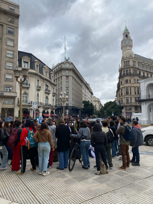 TV crews film at Casa Rosada in Buenos Aires