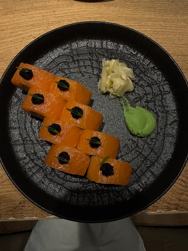 Sushi and salads at a Chaikovsky restaurant