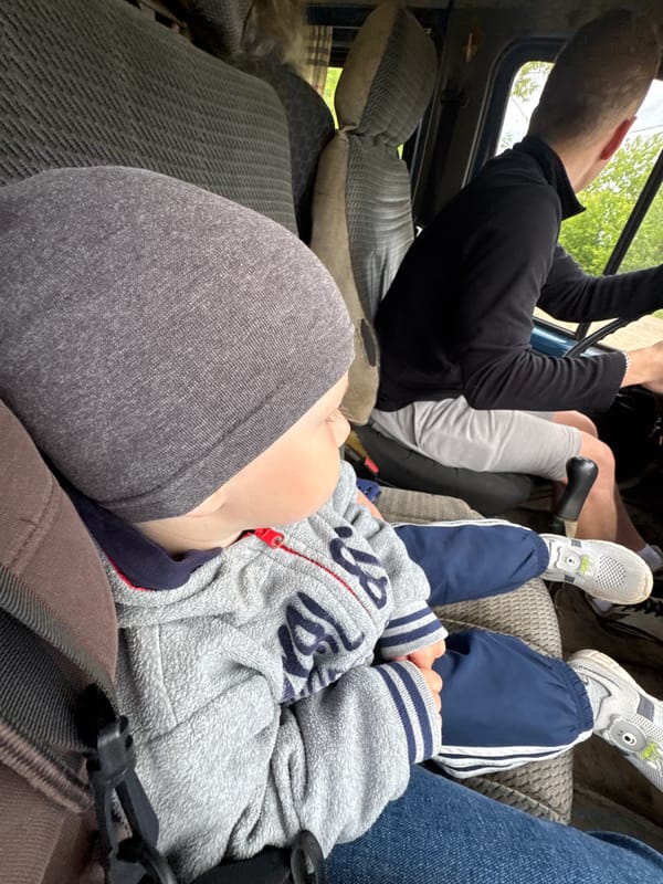 Mother and toddler's morning routine captured in Vereshchagino
