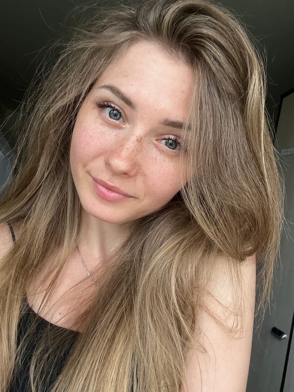 Close-up selfies near Stepnogorsk city administration, Kazakhstan