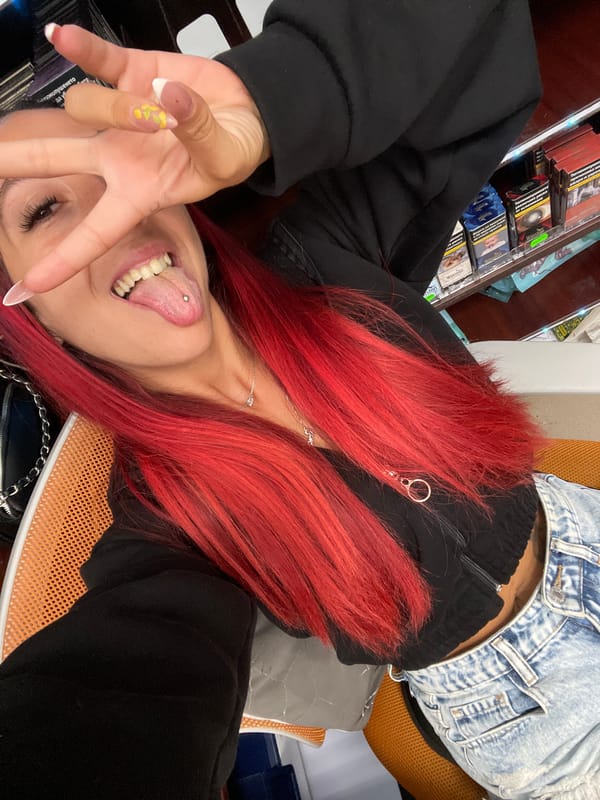 Red-haired woman photographed multiple times across Sofia morning