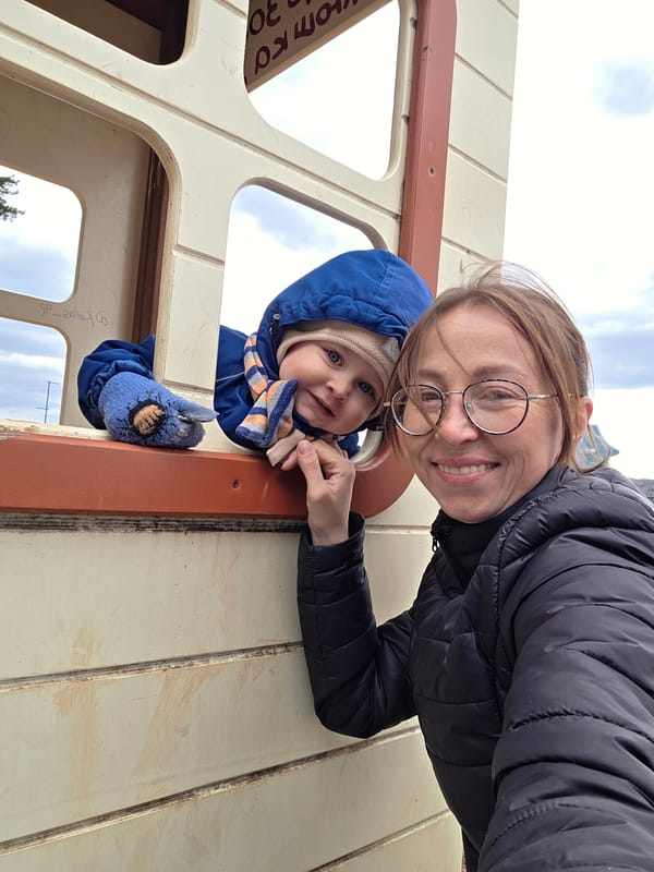 Family playground visit captured in Chaikovsky, Russia morning scenes