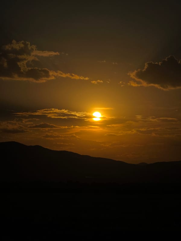 Golden hour over harvested fields near Septemvri, Bulgaria
