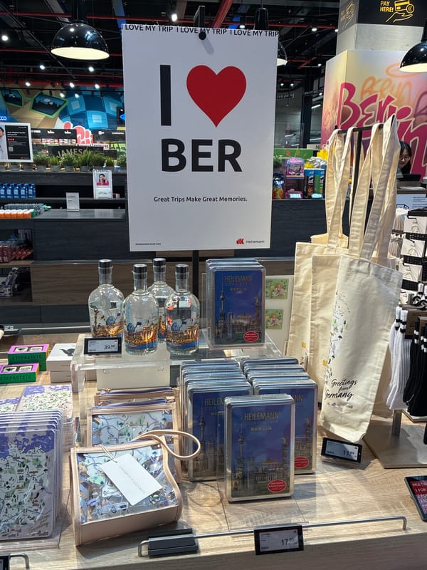Traveler documents Berlin Brandenburg Airport shops and terminal features
