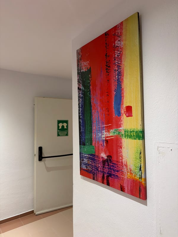Colorful interior space in Sant Antoni at dusk, Ibiza
