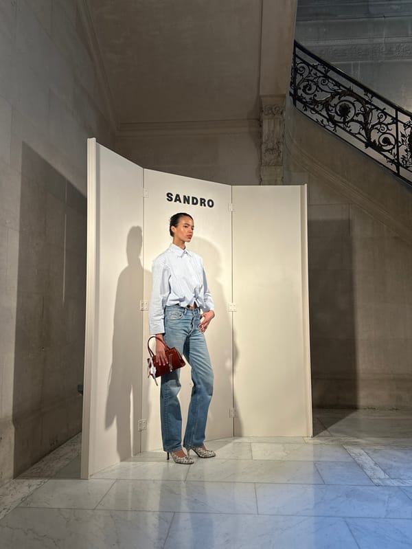 Model photographed at Paris theater and outdoor locations