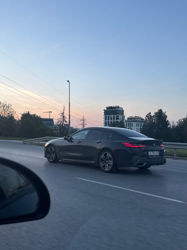 BMW spotted on Sofia roadway during evening hours