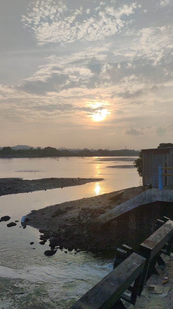 Sunset over Krueng Cunda river, Lhokseumawe
