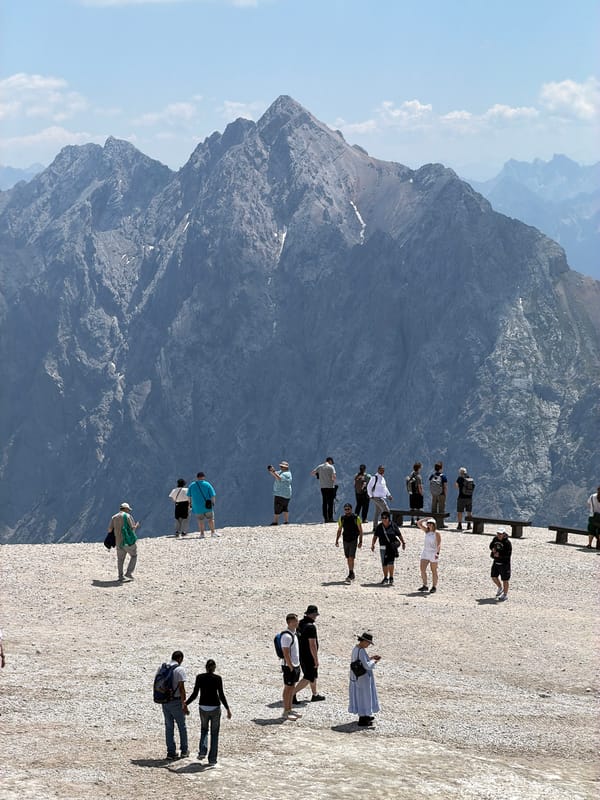 Summit morning on the Zugspitze with sweeping Alpine views