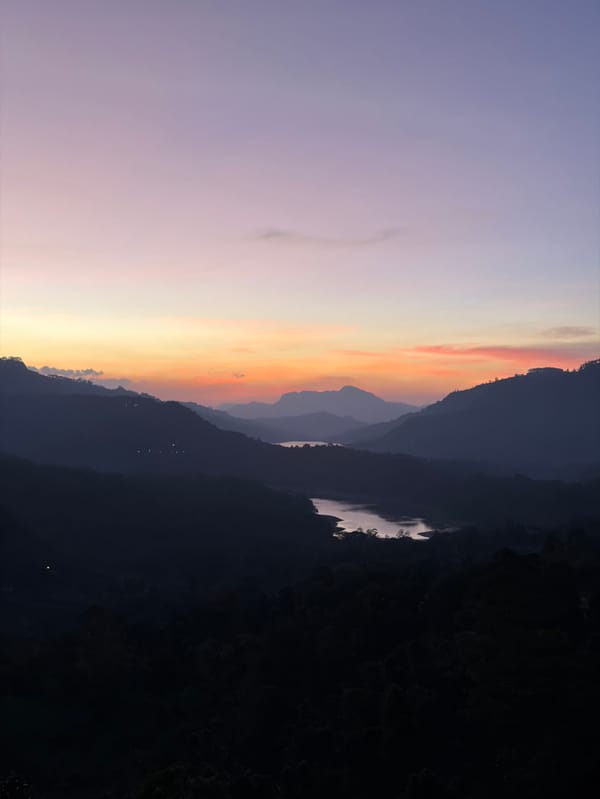 Twilight colors observed over Ramboda, Sri Lanka landscape