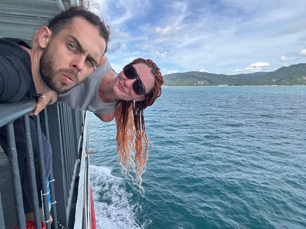Ferry deck views over the Gulf of Thailand near Koh Samui