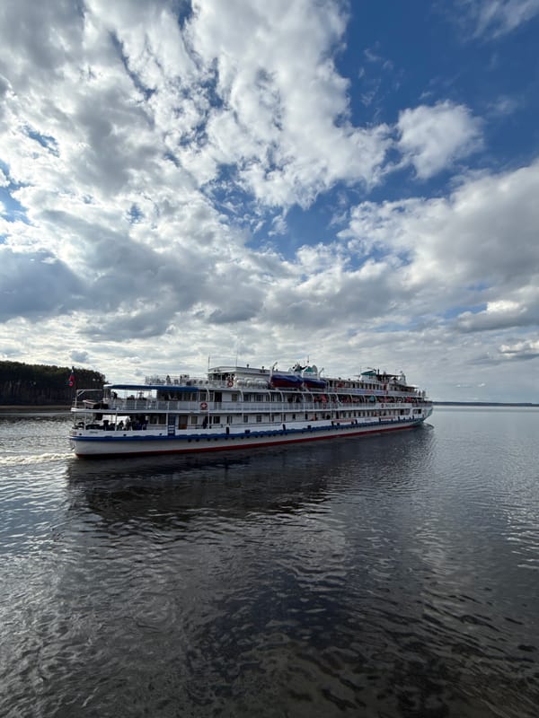River cruise ships operate on Russian waterways near Chaikovsky