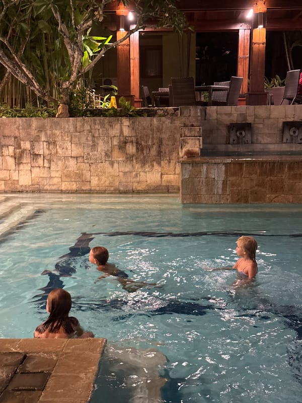 Evening resort activities documented in Kuta Selatan, Indonesia