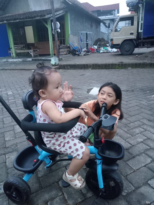 Children play on streets in Bungur, Indonesia