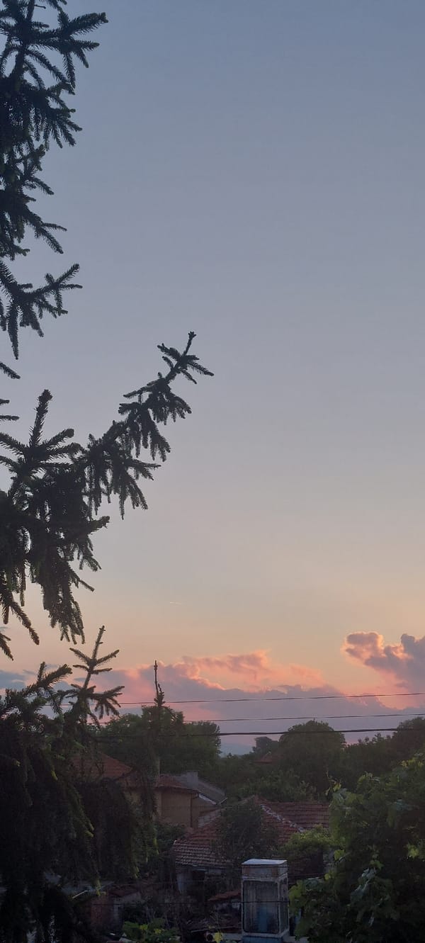 Evening sunset and dinner documented in Bulgarian village