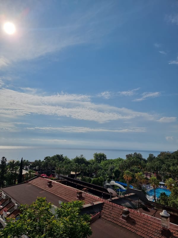 Morning sunrise view photographed from hotel balcony in Kemer