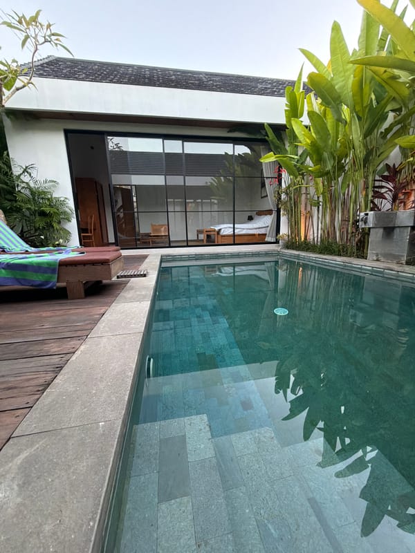 Peaceful villa pool scene captured in Ubud, Indonesia