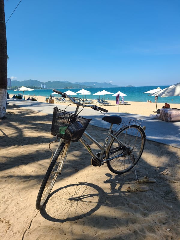 Morning life along Nha Trang's beach and coastal promenade