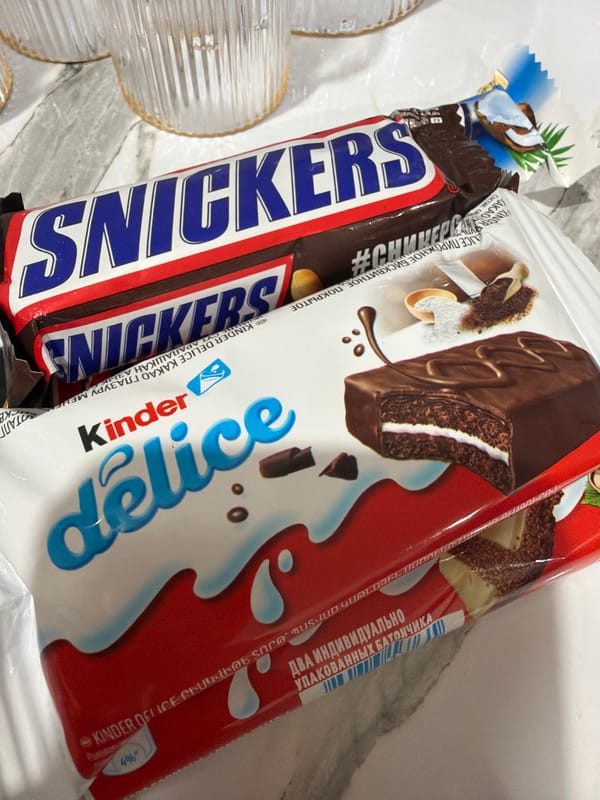 Candy bars photographed on surface in Yerevan, Armenia