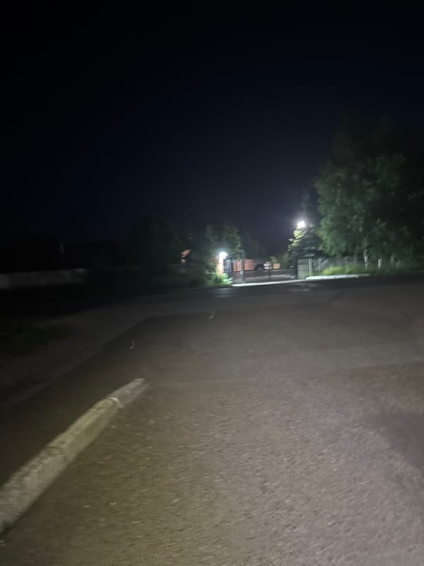 Nighttime walk documented through residential Orekhovka, Russia streets