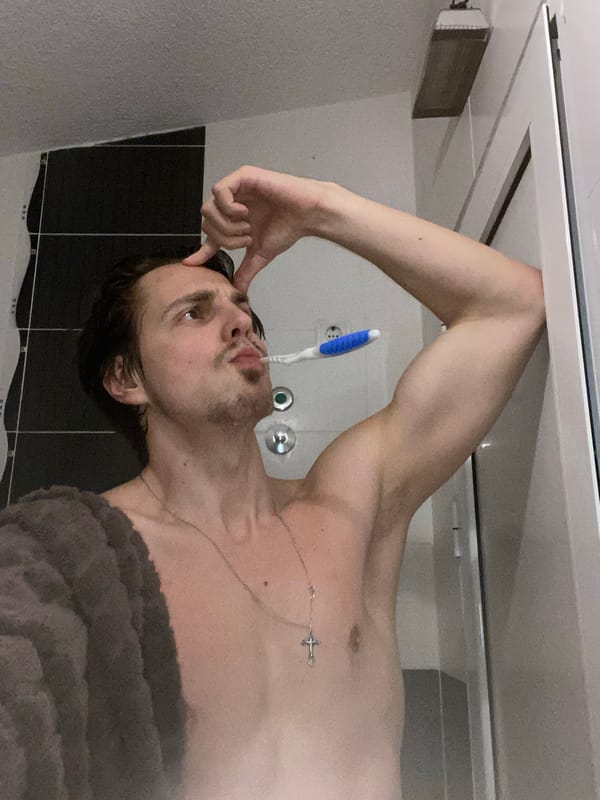 Late-night bathroom routine documented in Šušanj, Montenegro