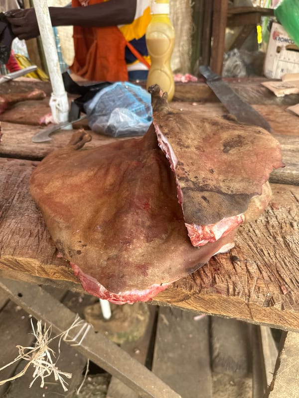 Street market food and drink scene in Narayi, Nigeria
