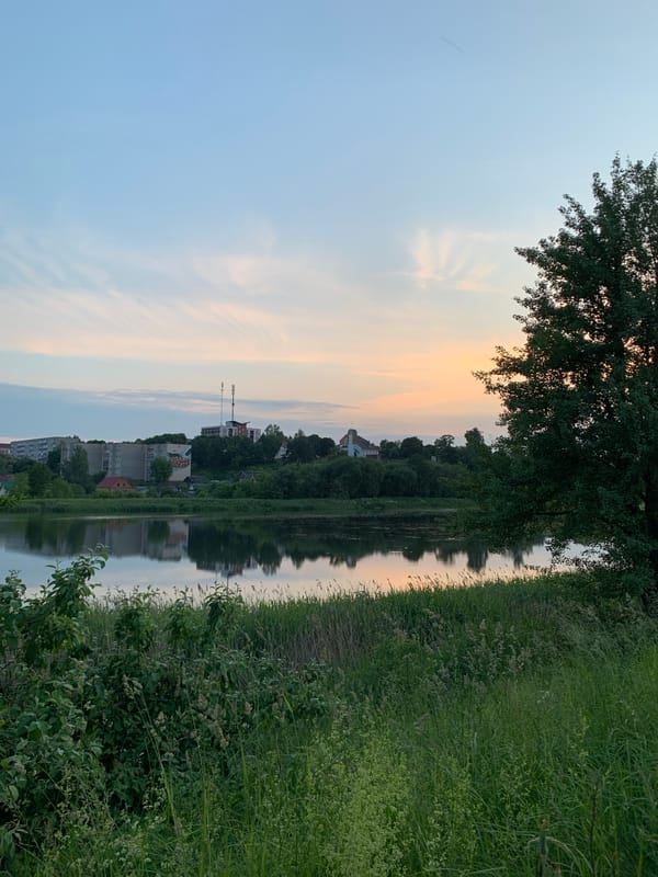 Evening documentation of public spaces and parks in Kapyĺ Belarus