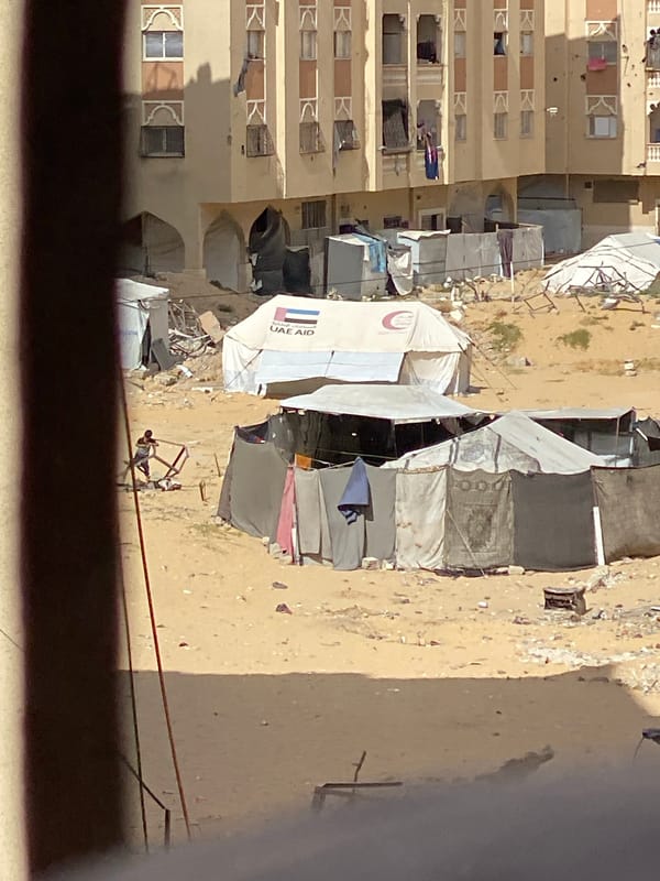 Khan Yunis displacement camp and damage documented May 2026