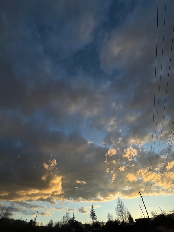 Child walks rural path during dramatic sunset in Russia