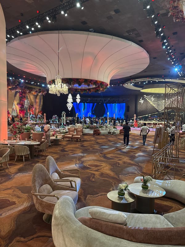 Elaborate banquet hall event space documented in Gurgaon