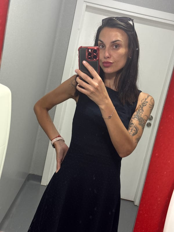 Woman takes bathroom selfie in Pleven, Bulgaria