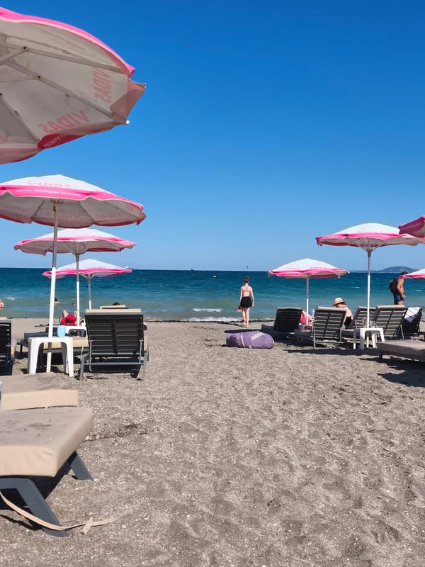 Quiet afternoon on a pebbly beach in Burgas, Bulgaria