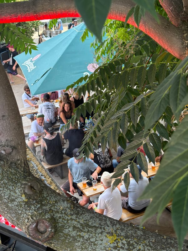 Beer garden hangout meets skate session in Prague