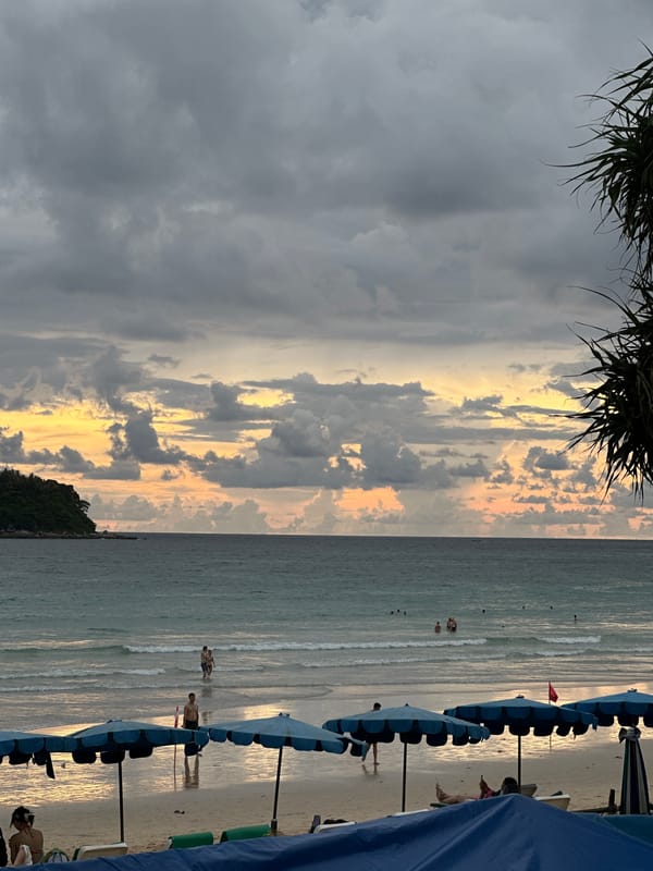 Karon Beach on a grey, atmospheric morning in Phuket
