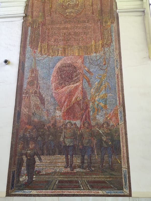 Mosaic mural and bronze plaque mark a military memorial site