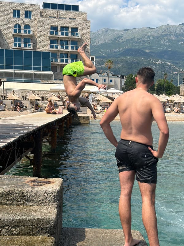 Summer afternoon on Budva's waterfront piers and beaches