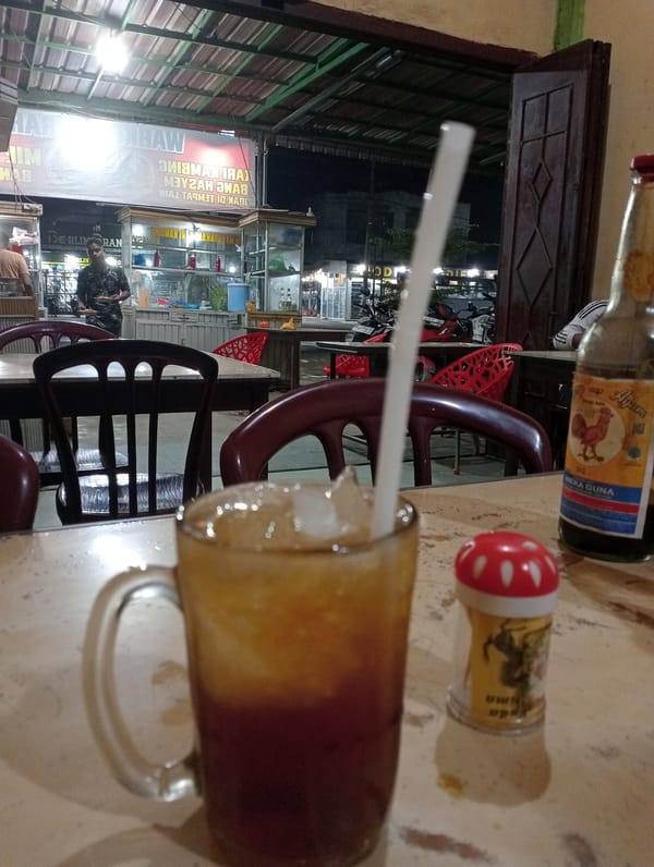 Lunch and work session documented in Tingkeummanyang, Indonesia