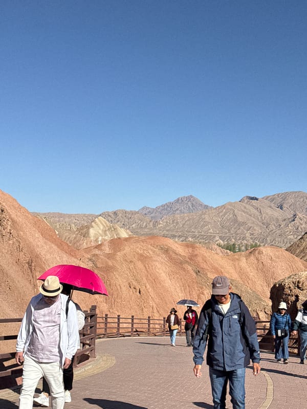 Tourists visit scenic mountain overlook in Nantai, China