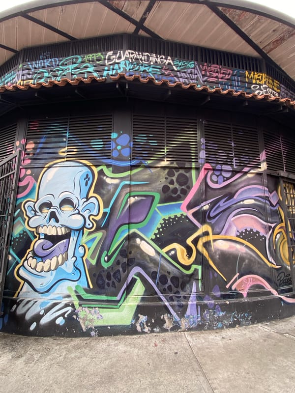 Graffiti art documented on building exterior in Caracas