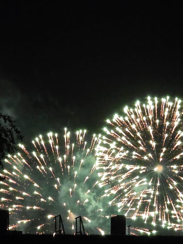 Fireworks display over Brest, Belarus on a July evening