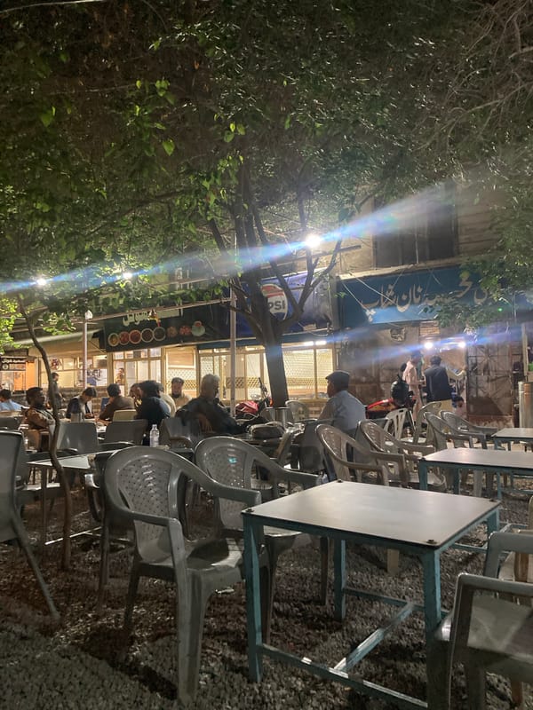 Evening dining scene captured in Quetta City outdoor area