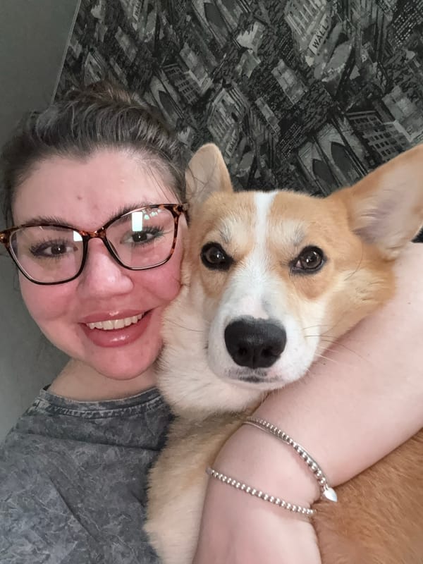Woman takes selfies with Corgi dog in Votkinsk apartment