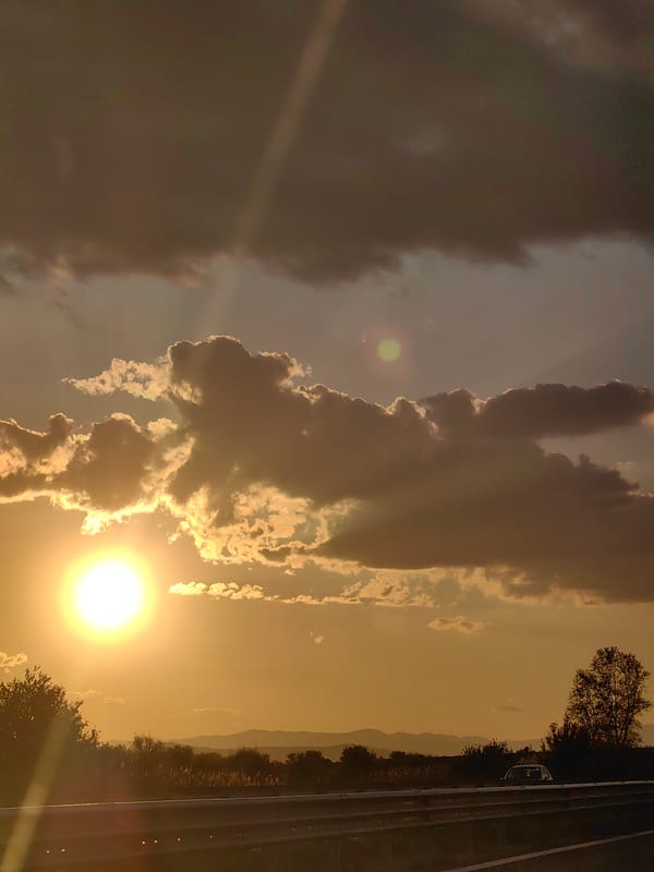 Golden sunset observed near Malo Konare, Bulgaria highway