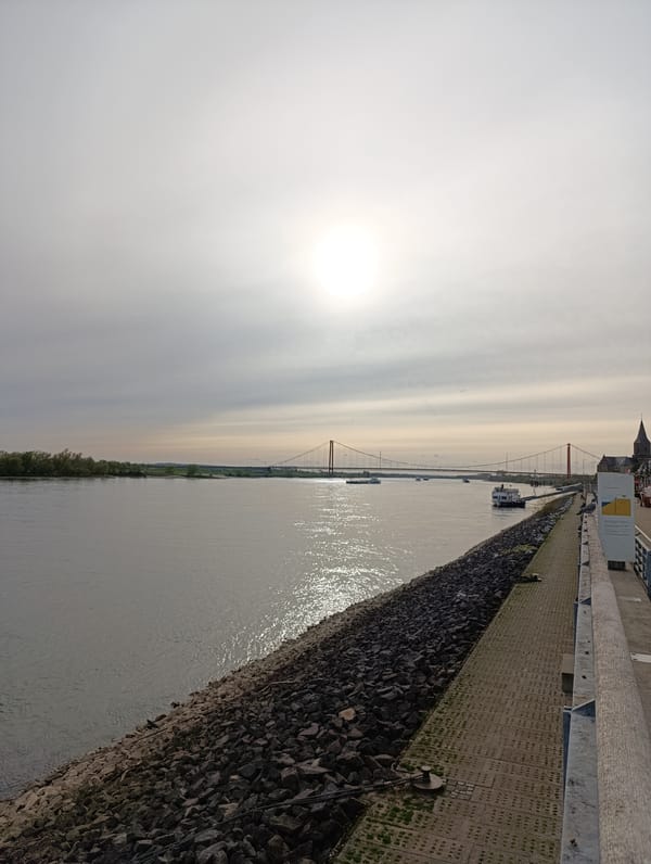Afternoon Rhine riverfront scenes captured in Emmerich, Germany