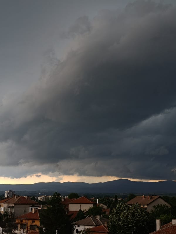 Storm approaches Svilengrad as resident documents weather from balcony