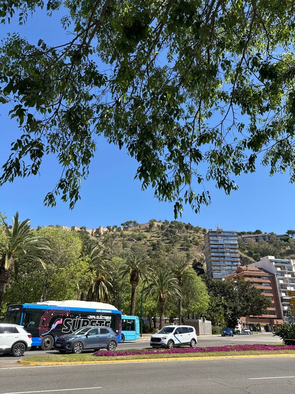 Morning documentation of Málaga landmarks and streetscapes under clear skies