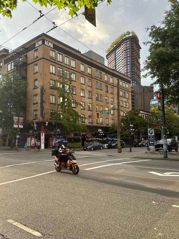 Overcast afternoon stroll through downtown Vancouver streets